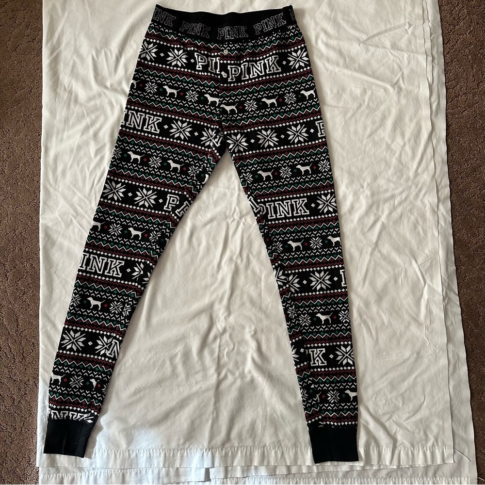 PINK VICTORIA'S SECRET Fair Isle Thermal winter holiday Christmas pajama pants
